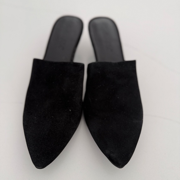 Splendid Black Suede Kitten Heel Slide Mule Shoes Heels 9.5 - Picture 1 of 5